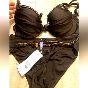 VTG Etna Two Pieces  Swimsuit underwire Size 85C/42 (L) (top/bottom)color Brown